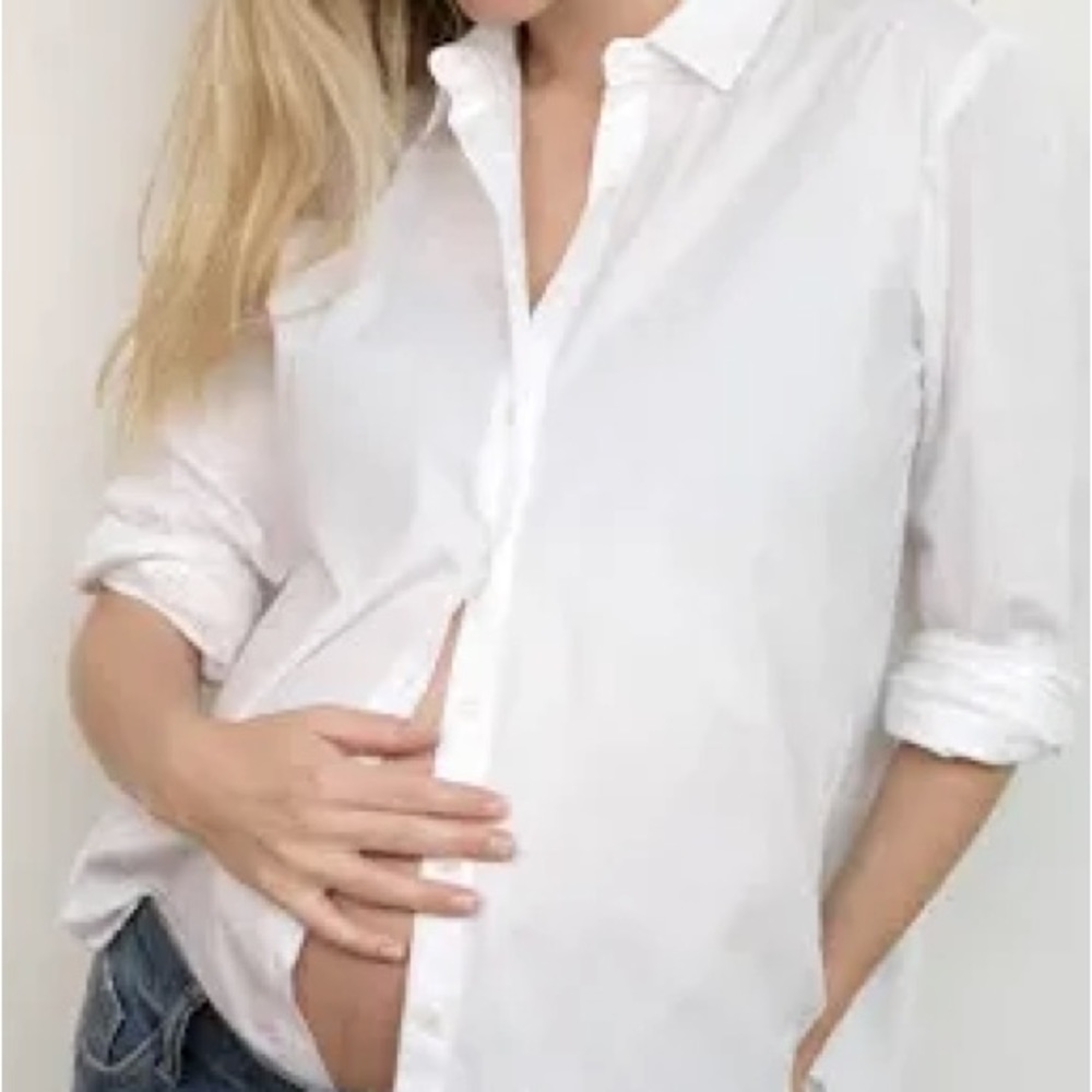 Hatch White Classic Maternity Shirt